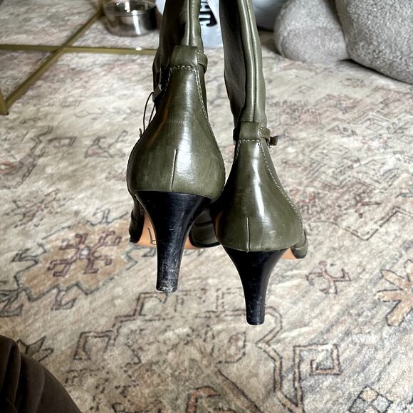 Bally "Tigas" Tall Green Leather Designer Italian Heeled Boots EU39 / US8.5 EUC - Picture 9 of 12
